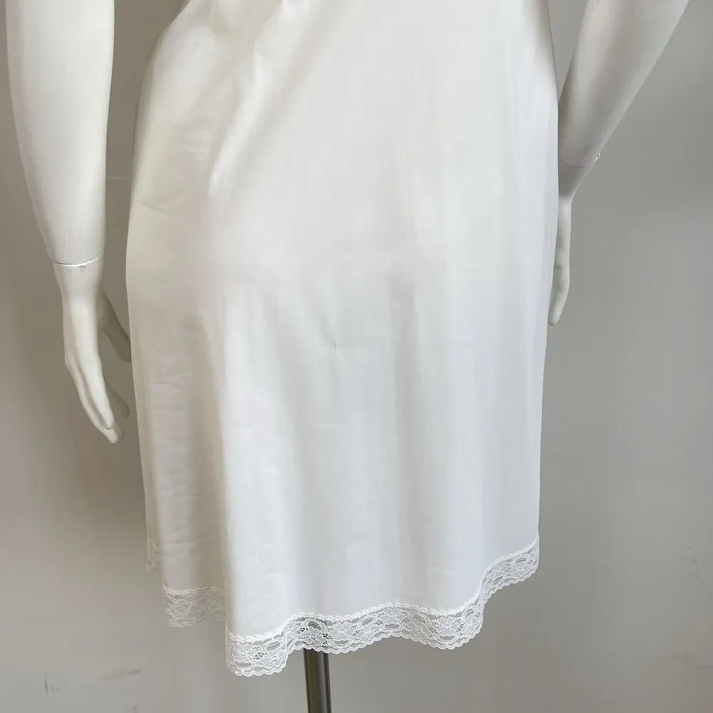 Vintage Vanity Fair Slip Dress Nylon Silky Lace Trim Size 34 Boho Fairy Romantic